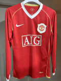 2006/2007 Man Utd Home Player Version Long sleeve Retro Soccer Jersey长袖球员