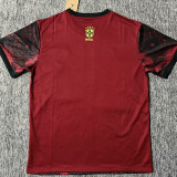 2025 Brazil Christ statue Red &Black Fans Soccer Jersey（黑纹）
