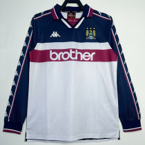 1997/1998 Man City Away Long Sleeve Retro Soccer Jersey