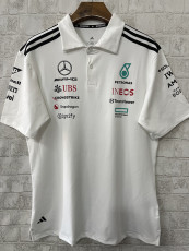 2025 F1 Mercedes White  Polo Racing Suit(翻领)