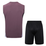 25/26 Man Utd Grey  Purple Tank top and shorts suit #D25123