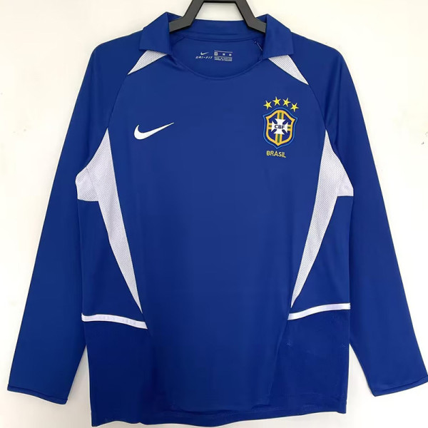 2002 Brazil Away Retro Long Sleeve Soccer Jersey