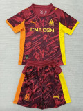 25/26 Marseille Goalkeeper Maroon  Kids Soccer Jersey