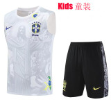 25-26 Brazil White Kids Tank top and shorts suit童装