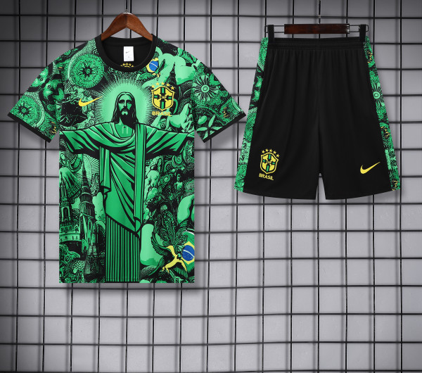 25-26 Brazil Jesus Statue Green Training Short Suit