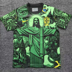 25-26 Brazil Christ Statue Special Edition Green Fans Soccer Jersey