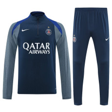 25-26 PSG Royal Blue& Grey Half Pull Tracksuit  (半拉链)