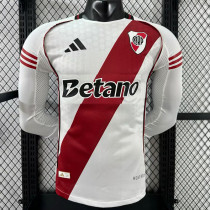 25/26 River Plate Home   Player Version  Long Sleeve Soccer Jersey广告版