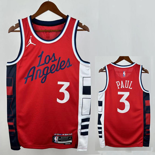 24/25 Clippers PUAL # 3 Fly Man Red Top Quality Hot Pressing NBA Jersey