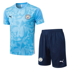 25/26 Man City Light Blue Inkjet Training Short Suit#D25219