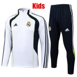 25/26 RMA White Retro Edition  Half Pull Kids Tracksuit #E2572(童装、半拉链)