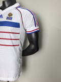 1998 France Away Player Version Retro Soccer Jersey(右胸带小字)