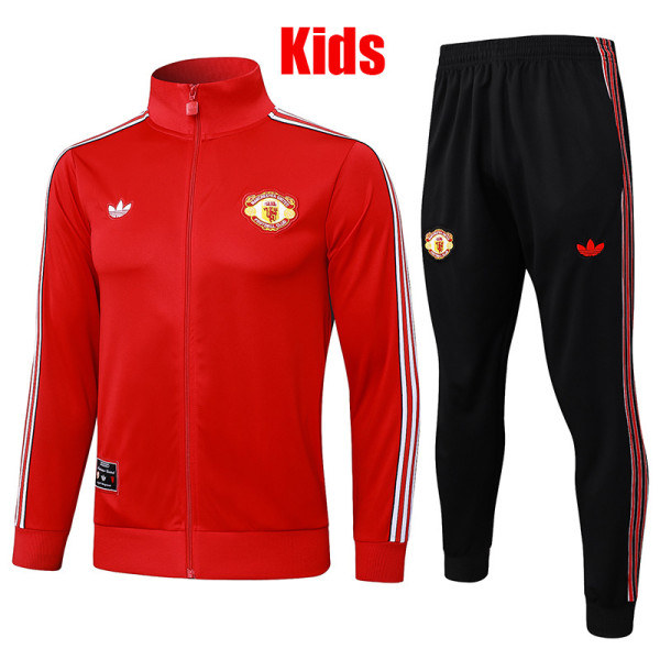 25/26  Man Utd Red & Black pants  Kids Jacket Tracksuit#E2596 童装、黑裤