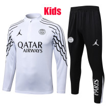 25/26 PSG Jordan White Kids Half Pull Tracksuit #E25133 (童装\半拉链)