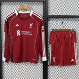 25/26  LIV Home Kids Long Sleeve  Soccer Jersey