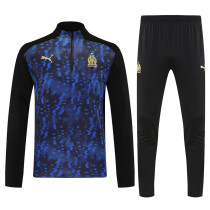 25/26 Marseille Printing Black& Blue Half Pull Tracksuit  (半拉链)