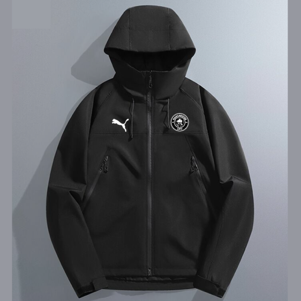 2025  Man City New Edition Black  Thickened Assault  Hooded Windbreaker