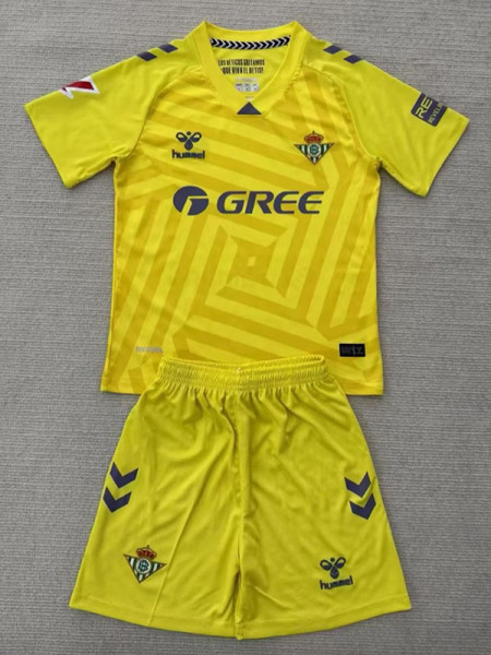 25/26 Real Betis Goalkeeper Yellow  Kids   Soccer Jersey
