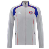 25/26 Bayern Grey White Retro Windbreaker Tracksuit