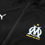 25/26 Marseille Black Hooded Windbreaker Tracksuit