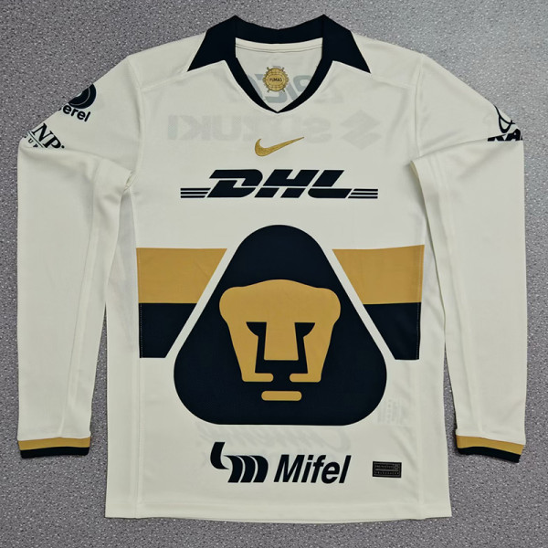 25/26 Pumas UNAM Home Long Sleeve Fans Soccer Jersey（长袖）