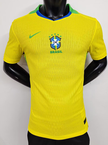 25-26 Brazil Home  Player Version Soccer Jersey（带星）