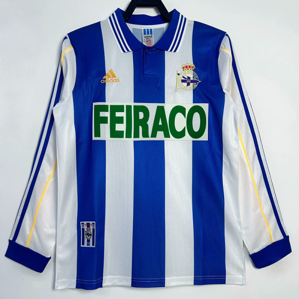 1999/2000 La Coruna Home Long Sleeve Retro Soccer Jersey