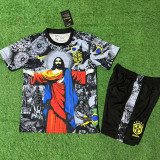 2025 Brazil Jesus Statue Northern Cardinal Black  Kids  Soccer Jersey