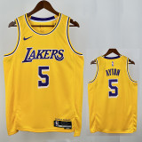 22/23 LAKERS AYTON#5 Yellow Top Quality Hot Pressing NBA Jersey(圆领）