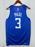 22/23 Clippers PUAL # 3 Blue Top Quality Hot Pressing NBA Jersey