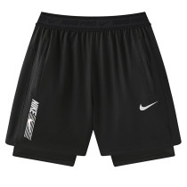 2026 NK Black Double Layered Sports Shorts#N1003白标黑色