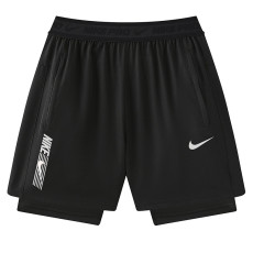 2026 NK Black Double Layered Sports Shorts#N1003白标黑色