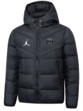 25-26 PSG Jordan White Logo Black Hooded Cotton Coat 连帽棉衣