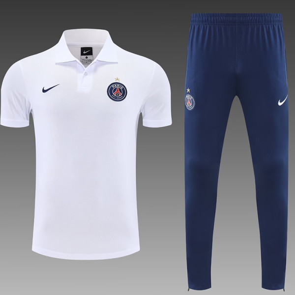 25-26 PSG White polo shirts pants suit