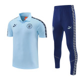 26-27 Man City Sky Blue polo shirts pants suit