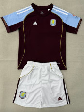 25/26 Aston Villa Home Kids  Soccer Jersey