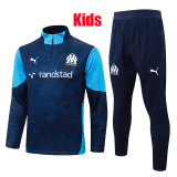 25/26 Marseille Royal Blue Kids Half Pull Tracksuit#B25127  (半拉链)