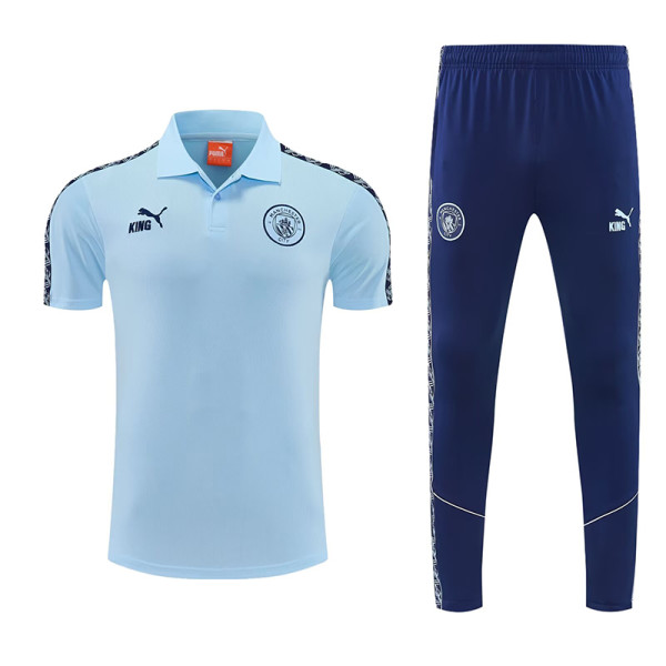 26-27 Man City Sky Blue polo shirts pants suit