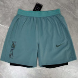2026 NK Apple Green Double Layered Sports Shorts#N1002黑标果绿
