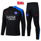 25-26 PSG Black Kids Inkjet Half Pull Tracksuit#E25193 (半拉链)