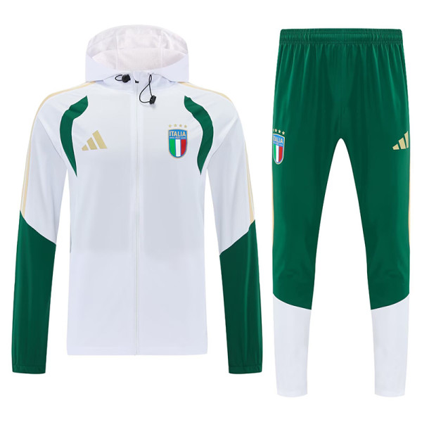 26-27 Italy White Hooded Windbreaker Tracksuit