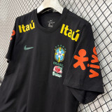 26/27 Brazil Black Pure Cotton Men's T-shirt