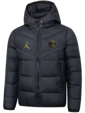 25-26 PSG Jordan Ｇold Logo Black Hooded Cotton Coat 金标连帽棉衣