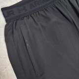 2026UA Black Double Layered Sports Shorts#U3001白花标黑色