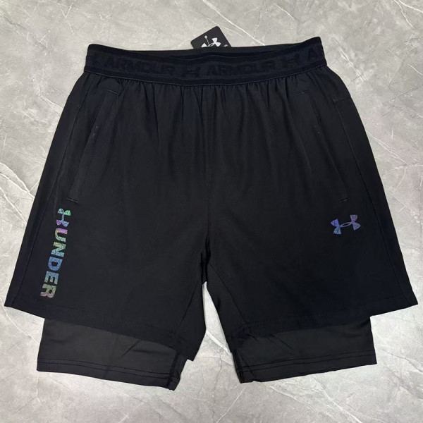2026 UA Black Double Layered Sports Shorts#U3002黑色