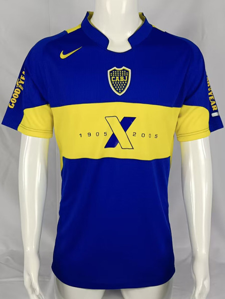 2005 Boca Juniors 100th Anniversary Edition Retro Soccer Jersey