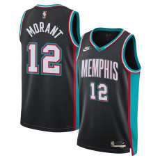 25/26 Grizzlies MORANT #12 Black Top Quality Hot Pressing Retro NBA Jersey