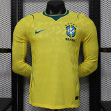 26/27 Brazil Home Long Sleeve Player Version Soccer Jersey(带小孔)