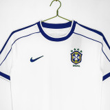 1998 Brazil White Retro Soccer Jersey