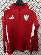 25/26 Sevilla Red Half Pull Tracksuit Tops (半拉链)